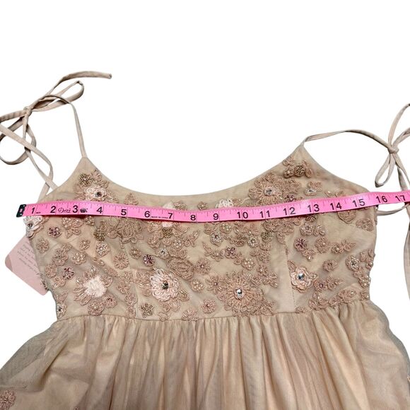 BHLDN Anthropologie New Lacie Gown Dress Peach Tulle Embroidered Beaded Maxi - Picture 11 of 11